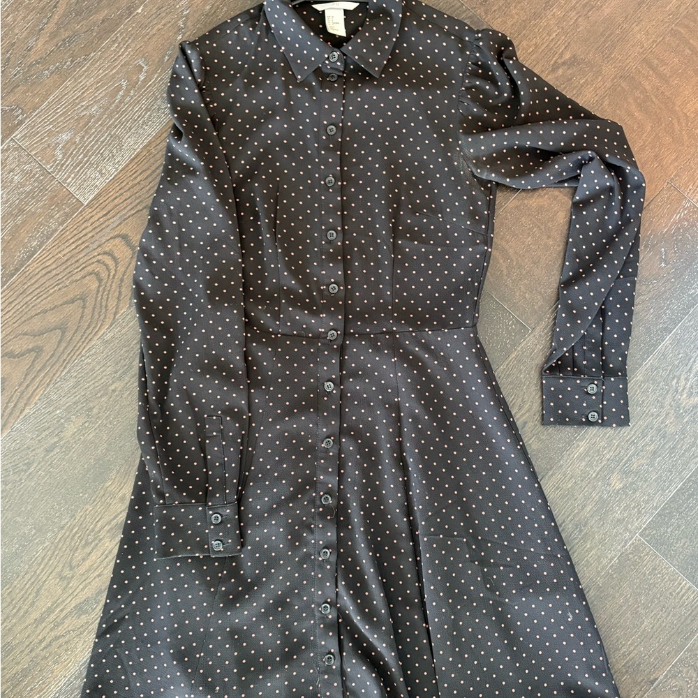 H&M Black and Pink Polka Dot Dress